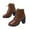 Brown, variant on Luxalzxs Women's Lace-Up Round Toe Ankle Boots Fashion Side Zipper Anti-Slip Platform Booties Chunky Block Mid Heel Short Boot