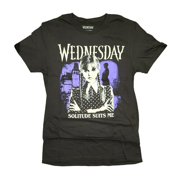 Wednesday Solitude Suits Me Black Graphic T-Shirt - Small