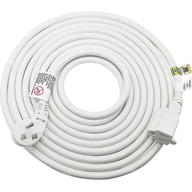 FIRMERST Rallonge 15 Pieds 14 AWG Prise Plate Usage Intensif 1875W 15A Blanc Certifié UL