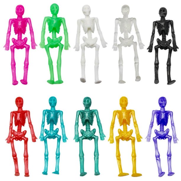 10pcs Halloween Stretchy Toys Novelty Stretchy Skeleton Toys Trick or Treat Toys for Kids Halloween Party Favors Goody Bag