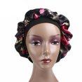 thumbnail image 3 of Women Satin Night Sleep Cap Hair Bonnet Hat Silk Head Cover Wide Elastic Band, 3 of 4