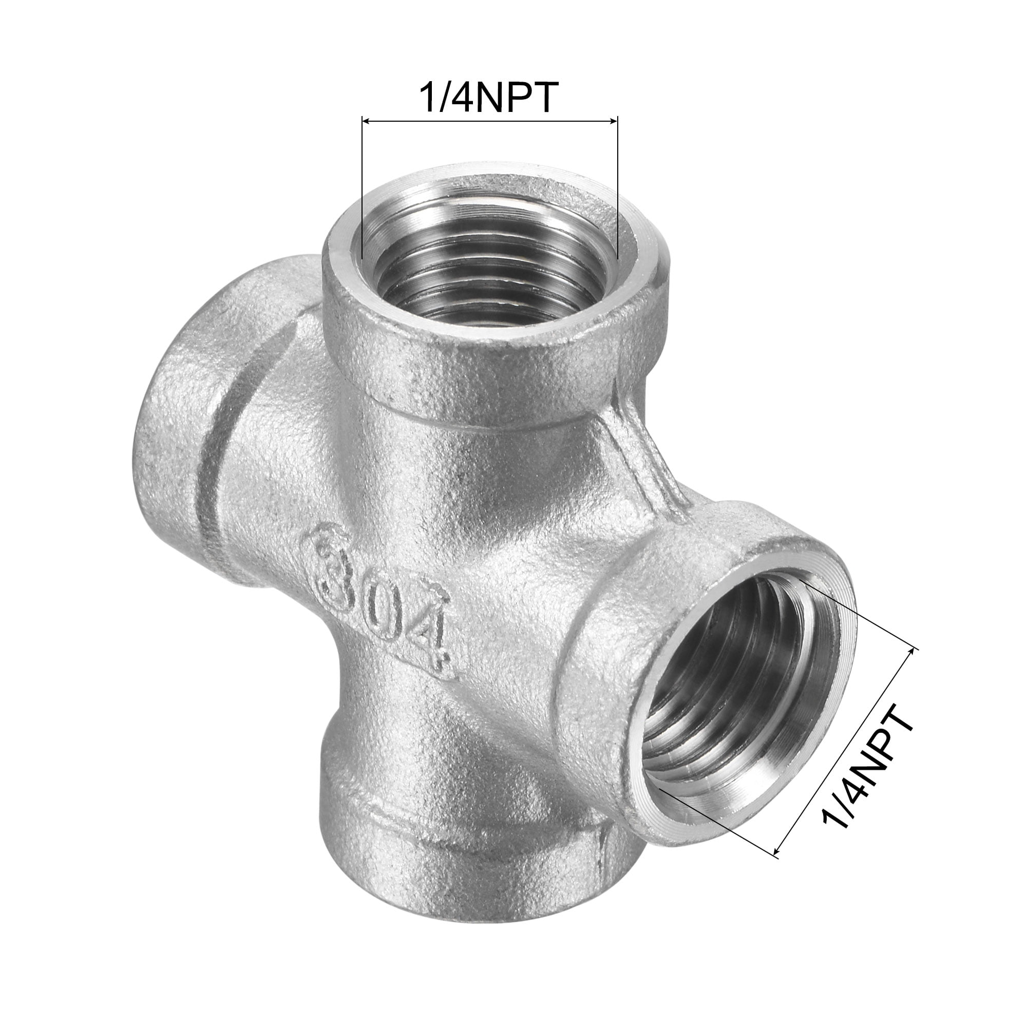 Unique Bargains 304 Pipe Fitting Cross NPT Female Hose Adapter 1/4 NPT