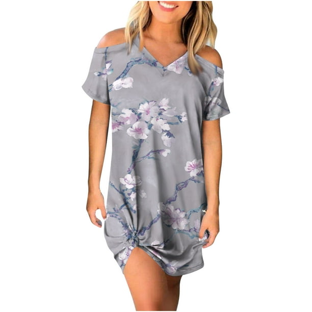 Cethrio Woman Dress 2023- Casual Summer Vacation Floral Short Sleeve ...