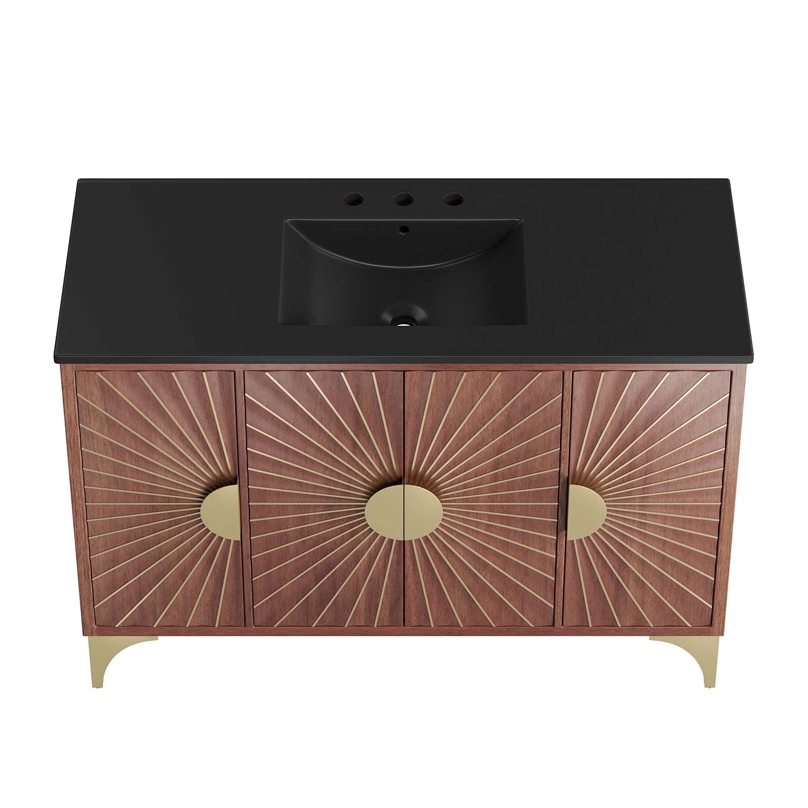 Pemberly Row 48" Solid Mango Wood Bathroom Vanity in Black/Walnut