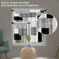 thumbnail image 6 of Black White Gray Kitchen Window Curtains Valance and Tier Set 36 Inch, Dark Grey Modern Geometric Rod Pocket Short Tier Curtain for Bathroom, Small Cafe Drapes for Kitchen Decor, 6 of 7
