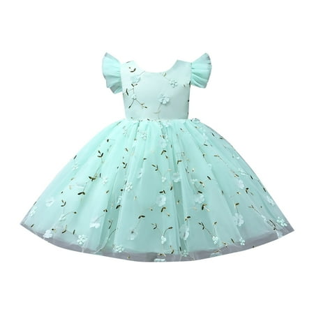 

Pageant Party Dress Long Princess Flower Girls Wedding Gown Round Neck Loose Flying Sleeve A-Line Dress Toddler 1-8 Years Child Leisure Outwear