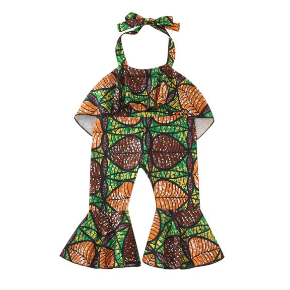 KVPLBQFD Infant Sweatsuit Toddler Girls African Onesies 3-6 Months Traditional Inspired Sleeveless Ruffles Romper Kids Ankara Backless Suspenders Boys Clothes