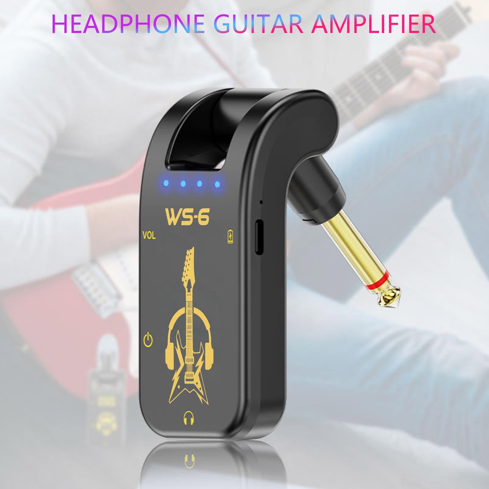 Multi Effect Guitar Amplifier Pickup with Reverbs Delay Overdrive Plastic Metal Texture for Electric Acoustic Guitars