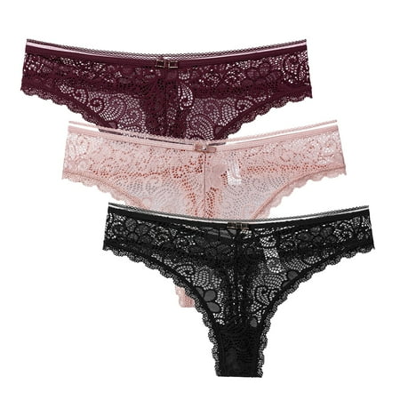 

UDAXB Womens Underwear 3pc Women Flowers Lace Panties Underwear Knicker Lingerie Female Thong Briefs(Buy 2 get 424 free)