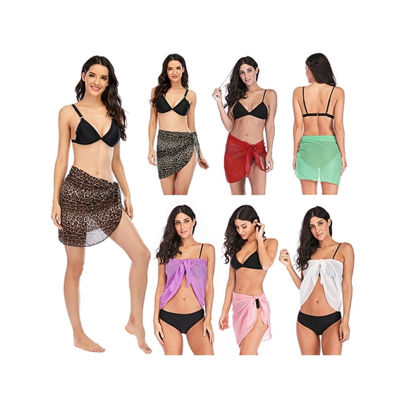 Tinglu Chiffon Wrap Skirt Bikini Cover Up for Women Swimwear Mesh Beach Scarf