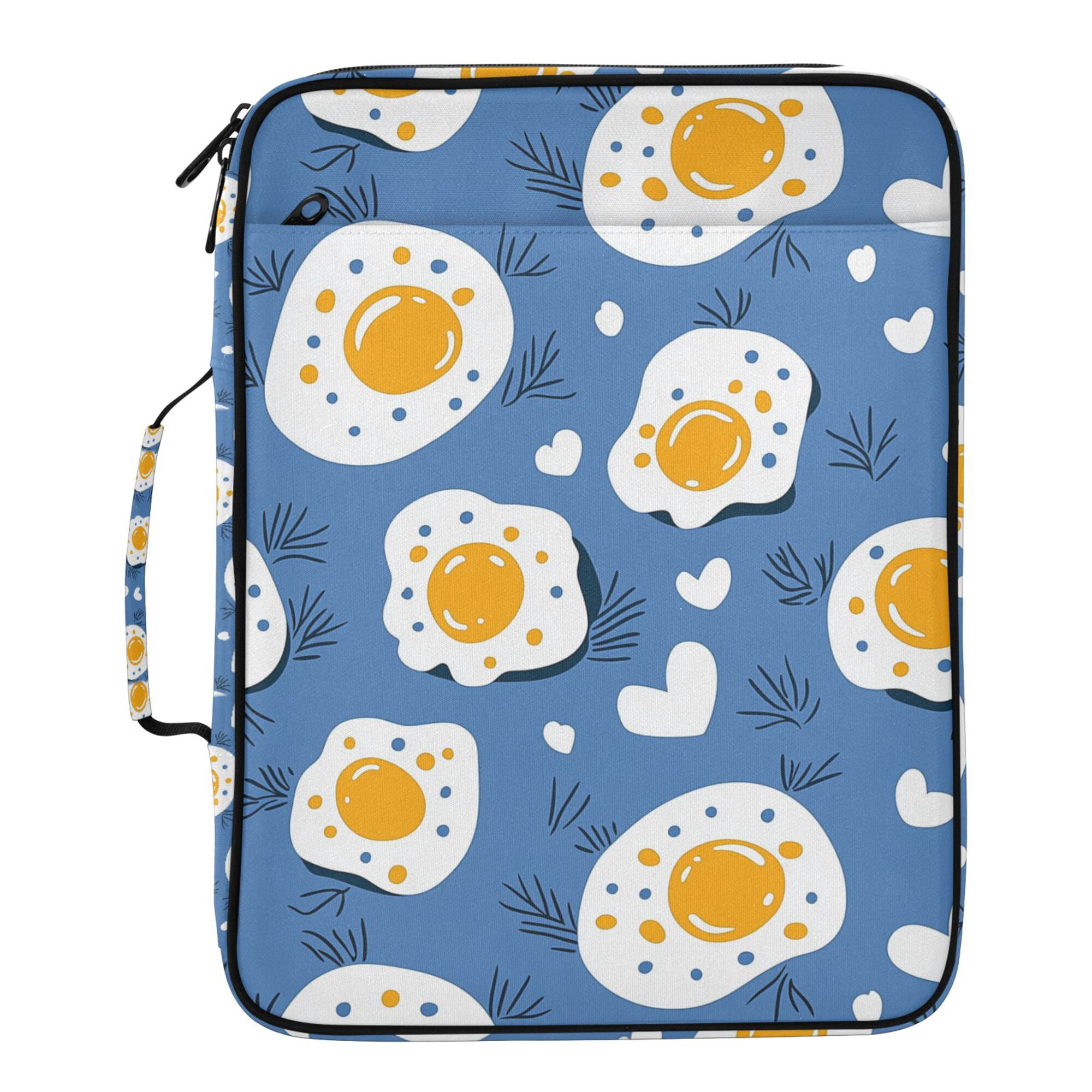 FORMRS Accordion File Folder A4 Size 7-Pocket Expanding Document Organizer Bag with 3 Ring Binder, Cute Fried Eggs