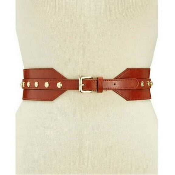 INC International Concepts Women’s Domed Stud Stretch Belt (Cognac, Large/XLarge)