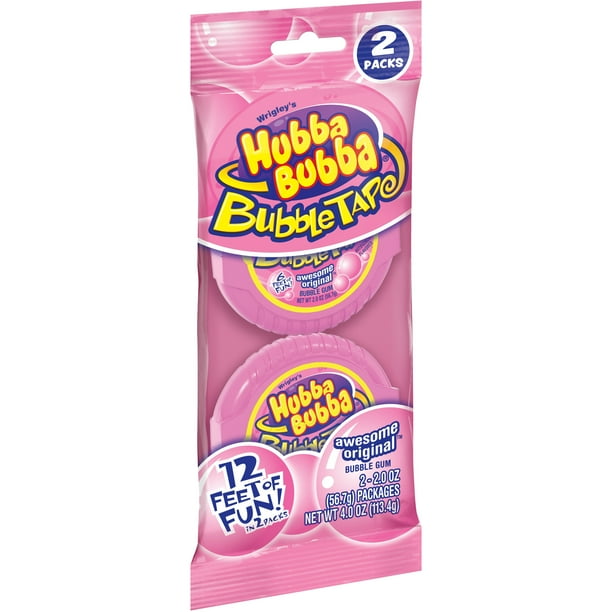 (3 Pack) Hubba Bubba, Original Bubble Chewing Gum Tape, 2 Oz, 2 Ct