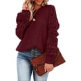 thumbnail image 1 of LinYooLi Women Fashion Sweater Pullover Winter Ribbed Knit Long Sleeve Hollow Out Sweaters Casual Loose Tops, 1 of 4