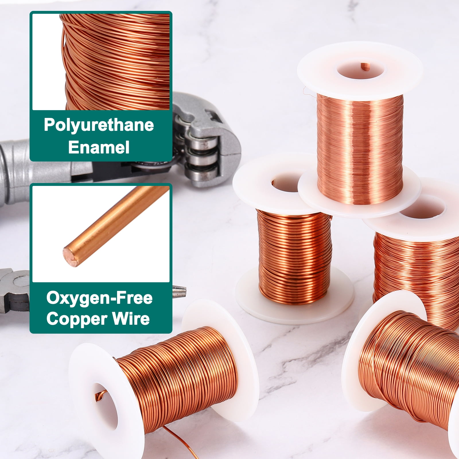 Uxcell 24 AWG Magnet Wire, 24 Gauge Enameled Copper Wire, 8 oz Magnetic Coil Wire for Transformer, Motor, Electric, 155C(311F)