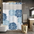 thumbnail image 3 of Navy Blue Blue Gray Sunflowers No Hook Shower Curtain with Snap in Liner Abstract Blooming Floral Waterproof Bathroom Shower Curtain with See Through Top Window for Bathtub 60" x 72", 3 of 9