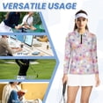 thumbnail image 6 of Uorisanigo Hibiscus Golf Long Sleeve Golf Polo Shirts for Women Relaxed Versatile Women's Dry-Fit Golf Polo Shirts with 1/4 Zipper Comfortable Quarter Zip Pullover, 6 of 7