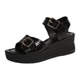 thumbnail image 6 of Wedge Sandals for Women Trendy Dress Summer Slide Shoes Arch Support Walking Sandal Adjustable Ankle Strap Wedges Shoe Black-8, 6 of 7
