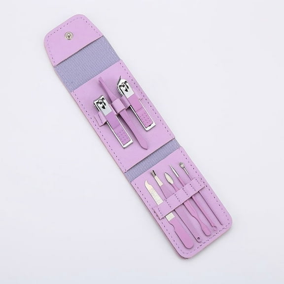 Knubmt Pack of 8 Nail Care Tools Set Stainless Steel Nail Clipper Fingernail Toenail Clipper Manicure Pedicure Kit Professional Grooming Kits for Women Men, Purple