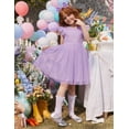 thumbnail image 5 of Oudiya Toddler Girls Lace Tutu Dress 3 Layer Tulle Ruffle Sleeve Summer Flower Girl Wedding Birthday Dress, 5 of 7