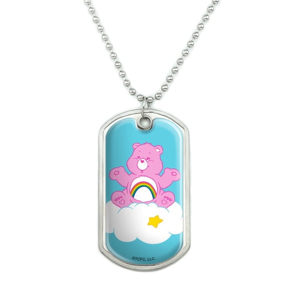 Care Bears Cheer Bear Military Dog Tag Pendant Necklace with Chain