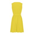 thumbnail image 6 of Sakmal Sundresses for Women 2024 Notch Neck Yellow Mid-Length Tie Pleated Solid Sleeveless A-Line Dress, 6 of 6
