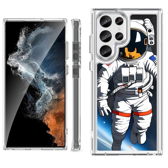 Shockproof Bumper Phone Case for Samsung Galaxy S23 Ultra 5G, by OneToughShield ® - Astronaut