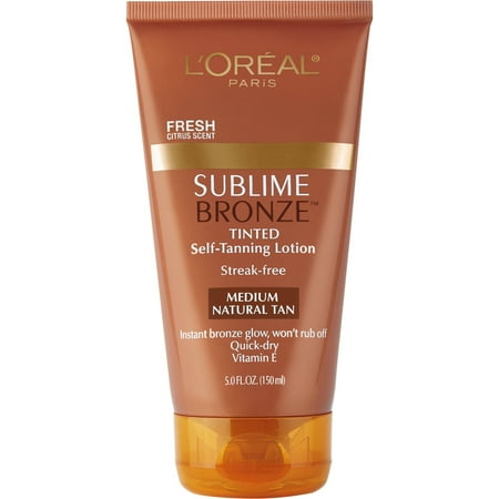 L'Oreal Paris Sublime Bronze Tinted Self-Tanning Lotion, Medium Natural Tan, 5.0 Fl Oz