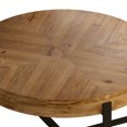 thumbnail image 6 of Round Coffee Table, 33.86" Retro Solid Wooden Table, Cross Wood Grain Splicing and Cross Metal Legs, Circular Rustic Wood Farmhouse Center Coffee Table,Black+Natural, 6 of 9