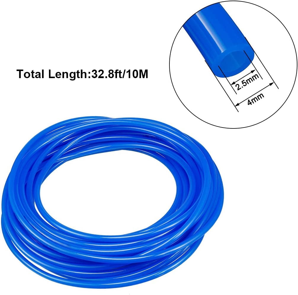 MKEUDQ-Pneumatic Air Tubing, 4mm OD x 2.5mm ID 10 Meters 32ft PU Polyurethane Air Compressor Tube Hose Pipe, Blue