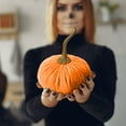 thumbnail image 4 of Velvet Pumpkins Fall Decor, Reusable Fabric Foam Pumpkins for Thanksgiving Centerpieces, Halloween Displays Autumn Home Accents, Table Scatter Tiered Trays Mantel Decor, 4 of 6