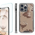 thumbnail image 1 of Shockproof Bumper Phone Case for iPhone 13 Pro Max, with Tempered Glass Screen Protector, by OneToughShield ® - Desert Camo, 1 of 4