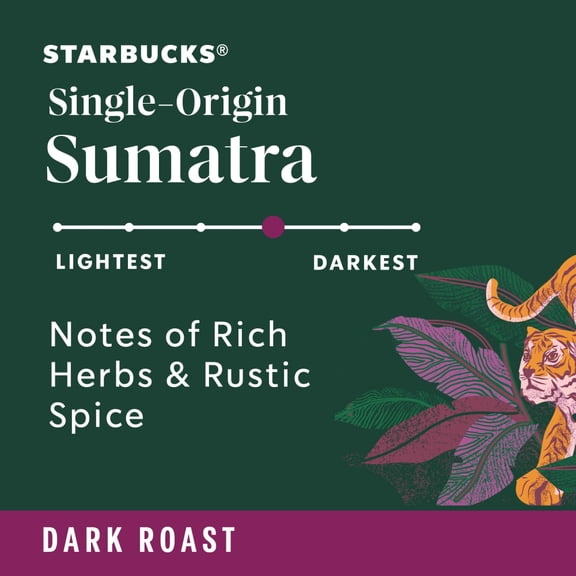 (1 Pack)-Starbucks Sumatra Dark Roast Whole Bean Coffee 12 oz