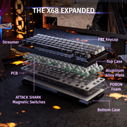 ATTACK SHARK X68 HE 8000Hz Rapid Trigger Keyboard, 0.01mm RT Accuracy Wired Gaming Keyboard with Magnetic Switch, Adjustable Actuation, Rapid Trigger, Snap Tap, RGB Lighting for PC/Mac, Moonlight