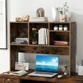 thumbnail image 4 of Desk Hutch, Desktop Shelf with 4 Shelves, Desk Bookshelf w/Anti-Toppling Devices, Wood Table Top Shelf, Desk Organizer Shelf, Small Desk Shelf for Study, Office, Dorm (Rustic Brown, 4 Shelves), 4 of 9