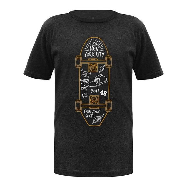 Playera George Talla 16EG Manga Corta con Estampado Skate New York Gris Oxford
