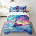 thumbnail image 2 of Train Bed In A Bag 7 Pieces Retro Steam Engine Twin Comforter Set Railway Track Transport Bedding Set,Galaxy Stars Iridescent Comforter Transportation Vehicles Fitted Sheet, 2 of 5