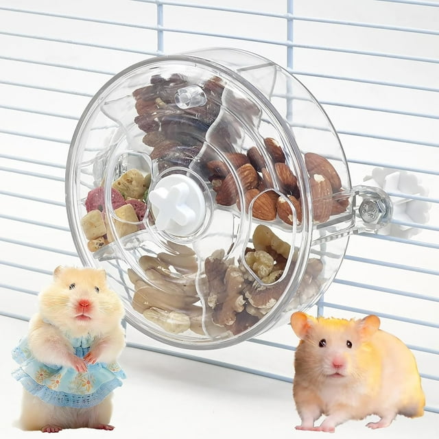 1 Pce, Jouet de Recherche de Nourriture pour Souris, Mangeoire Lente interactive avec Roue Distributrice de Friandises Rotative Transparente, Peut Tre Utilisé pour Enrichir les Activités de la Souris, Accessoire de cage à Souris, Blanc