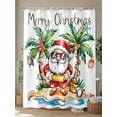 thumbnail image 4 of Christmas Shower Curtain Set, Waterproof Shower Curtains for Bathroom, Coastal Santa Claus Ocecan Beach Cocount Tree Washable Fabric Cloth Bath Curtain for Bathtub Decoration with Hooks 66x72 Inches, 4 of 6