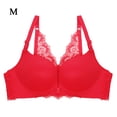 thumbnail image 1 of thinsony Seamless Bra Front Opening Lace Underwear Wire-Free Sexy Breathable Bralette Racerback, Red, 34/75, 1 of 6