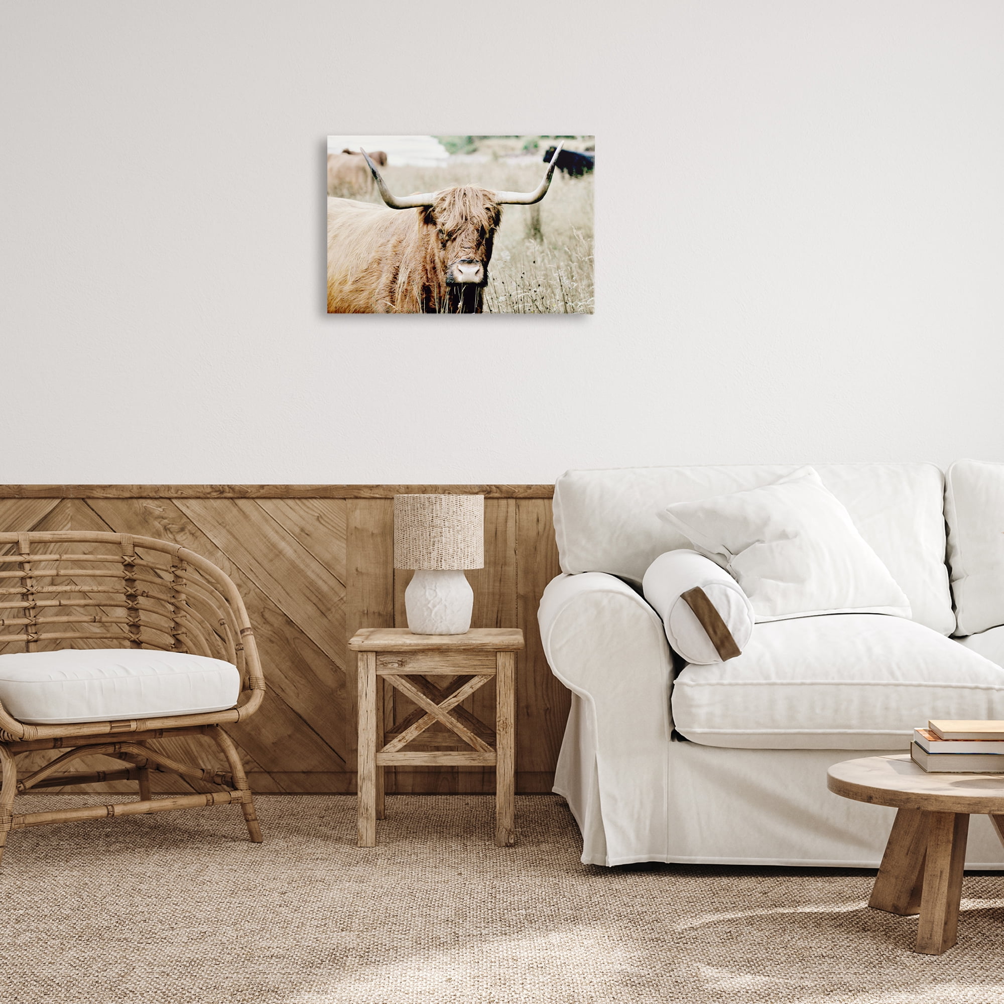 Stupell Industries Highland Cattle in Field Animals & Insects Photography Gallery Wrapped Canvas Art Print Wall Art, 24 x 16