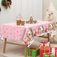 thumbnail image 4 of Pink Christmas Tablecloth Gingerbread House Reindeer Table Cloth Rectangle Table Cover for Xmas Holiday Party Supplies, 60 x 84 Inch, 4 of 7
