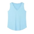 thumbnail image 4 of Fnooota Summer Tank Tops for Women, Casual V Neck Sleeveless Relaxed Fit Ladies'Tank Tops Light Blue Size L, 4 of 4