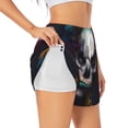 thumbnail image 3 of Lsque Modern Abstract Colorful Skull C Printed Women's Running Shorts with Liner Pockets,Elastic Quick Dry Workout Athletic Gym Yoga Shorts,Womens High Waist Shorts-X-Large, 3 of 9