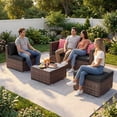 thumbnail image 5 of Noelse Patio Furniture Set, 5 Piece Wicker Outdoor Sectional Conversation Set with Coffee Table for Poolside, Backyard, Black, 5 of 10