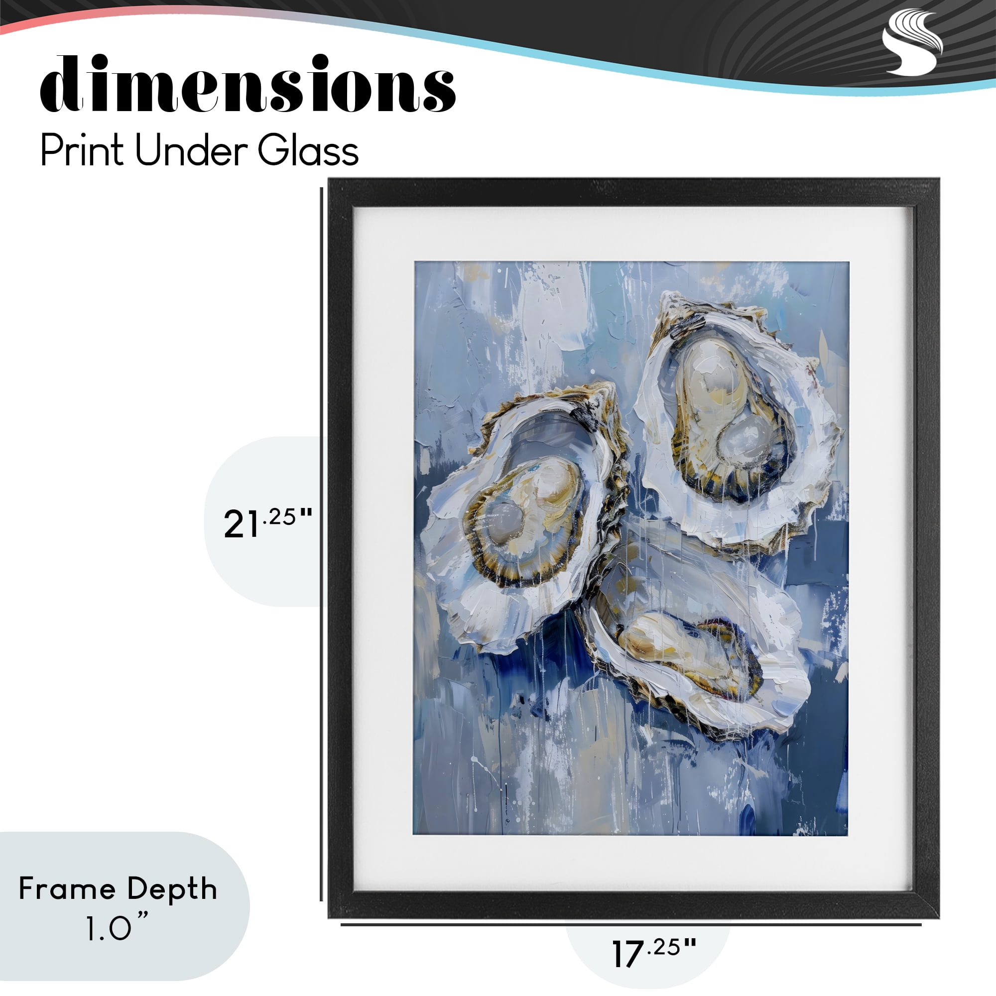 Stupell Industries Vibrant Blue Oysters Black Framed Print Under Glass, design by Creative Studio