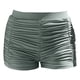 thumbnail image 5 of Prolriy - Bañador corto para mujer, talla grande, cintura alta, tipo slip de playa, fruncido, corte alto, cobertura completa, para yoga, deportivo, color gris, talla XL, 5 of 6