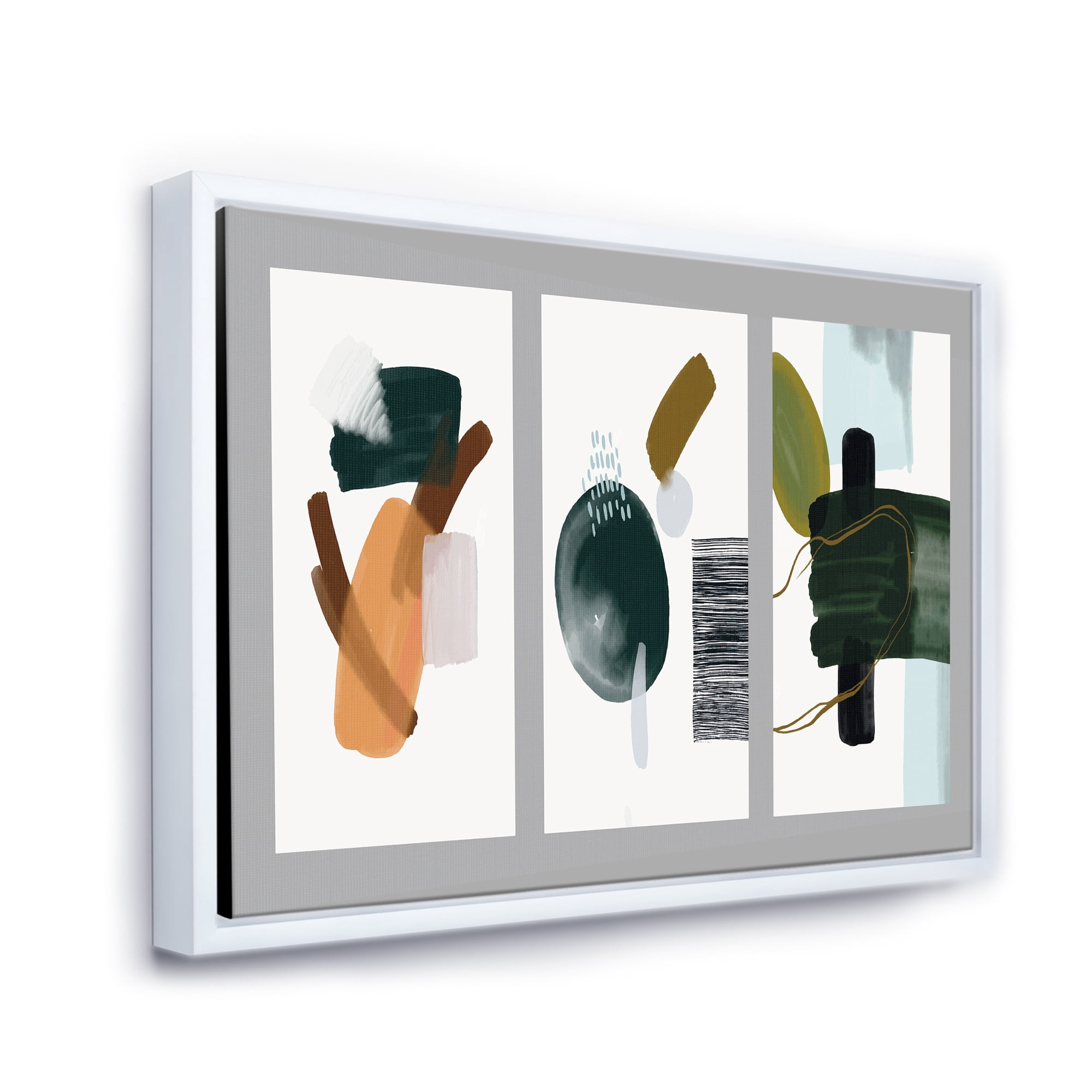 Designart 'Compostion Minimalistic of Organic Shapes IV' Modern Framed Canvas Wall Art Print