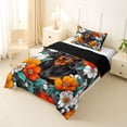 thumbnail image 2 of Homewish Vintage Pet Dog Twin Comforter Sets,Watercolor Flowers Bedding Set,White Orange,Black Reversible,2pcs,1 Comforter and 1 Pillowcase, 2 of 7
