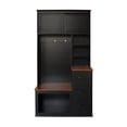 thumbnail image 2 of 40.2" Wide Hall Tree with Storage Bench, Modern Entryway Bench with Coat Rack and 3 Shelves, Drawers, 3 Sturdy Hooks, for Living Room, Hallway, Anti-tipping Device, Black, 2 of 9